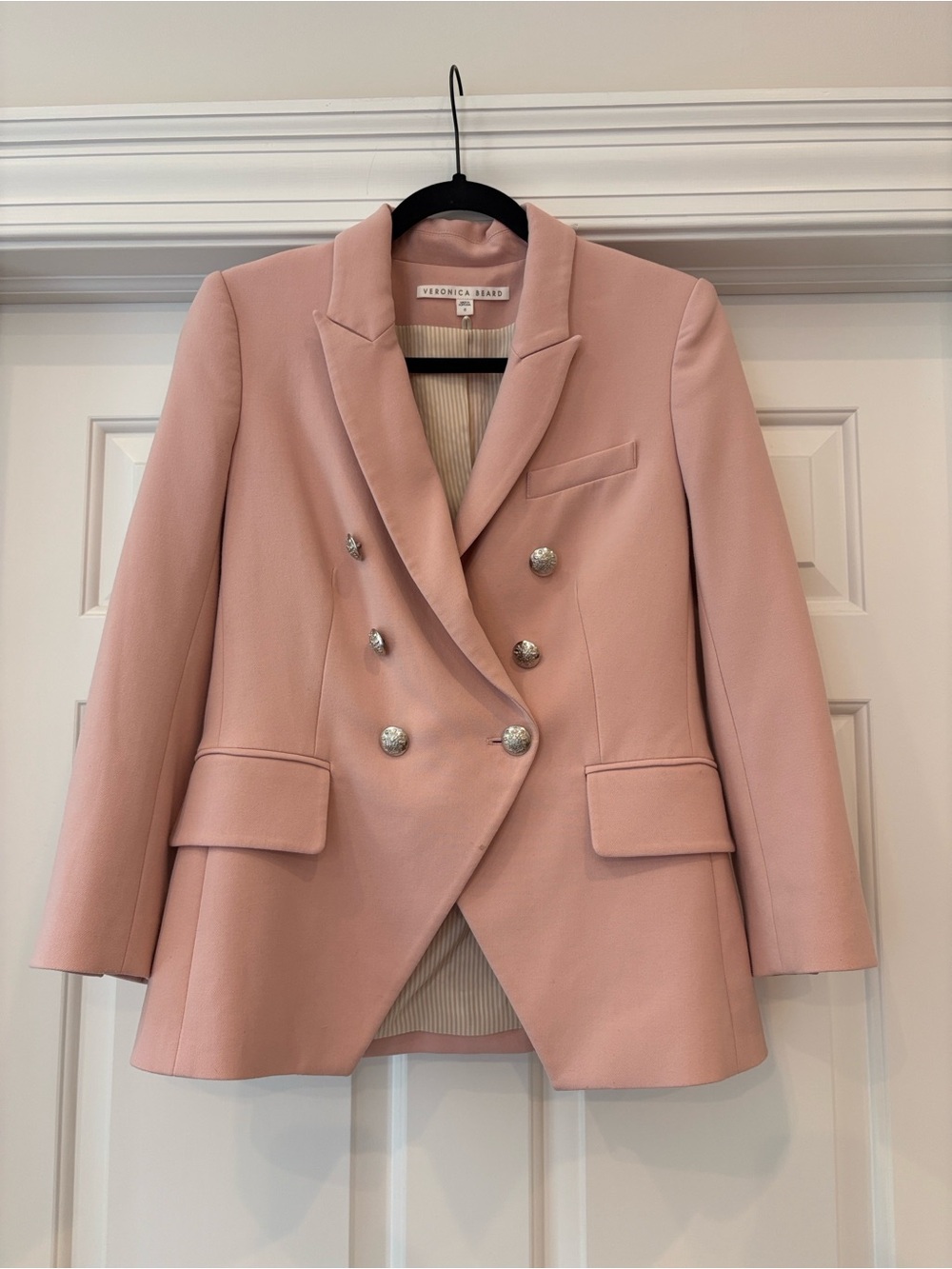 Veronica Beard Pink Double-Breasted Dickey Jacket
